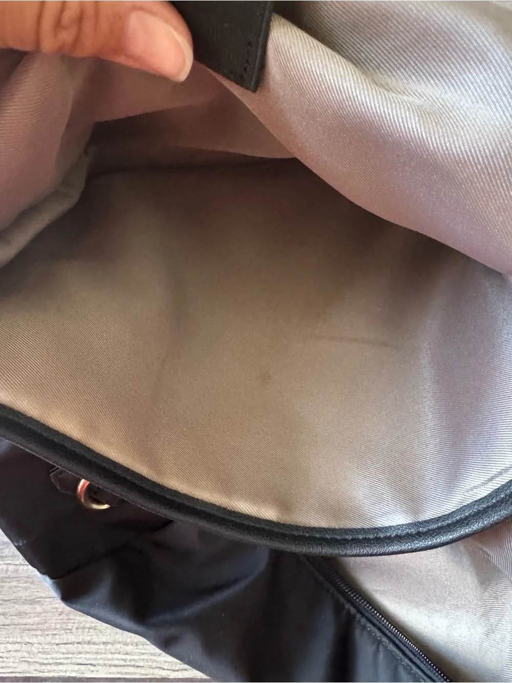 Tutilo Black Nylon & vegan leather Backpack with Red Zip Accent